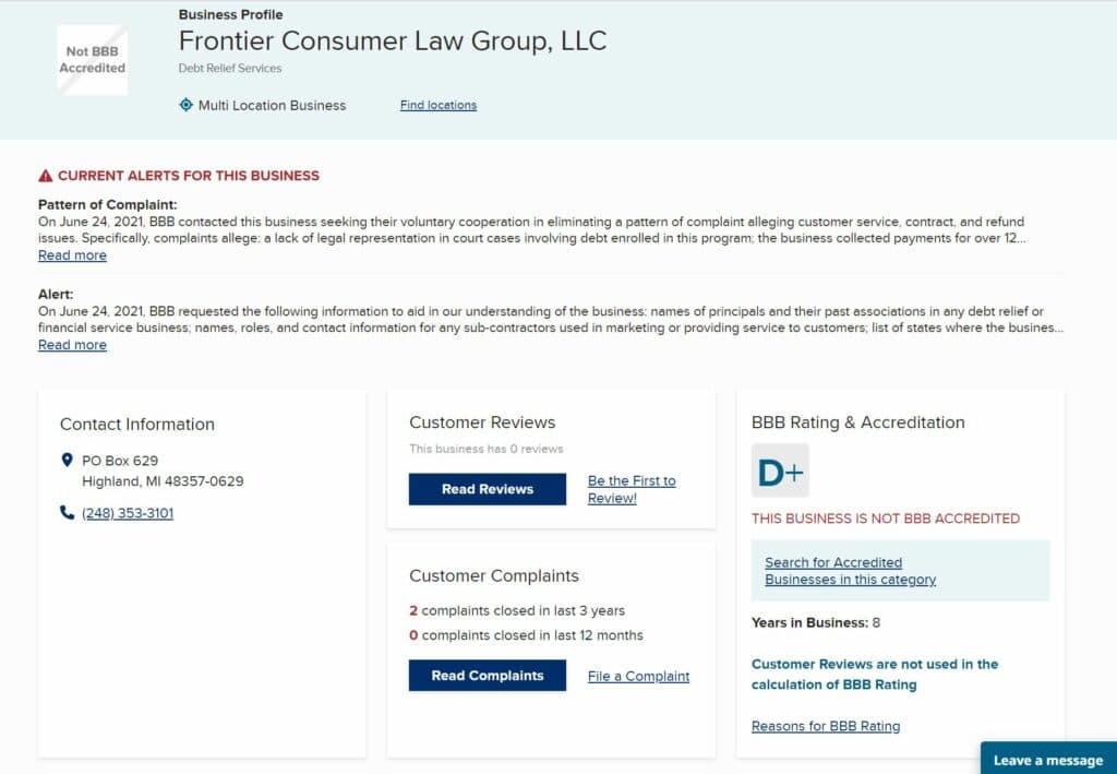 Frontier Consumer Law Group Review: Is It A Scam Or Is It Legit? 2 Capture 169