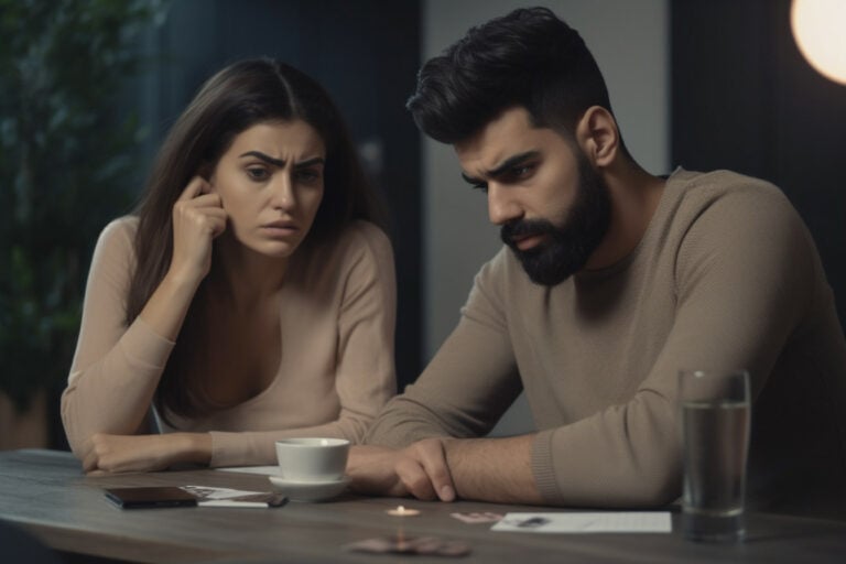 ulis6xo hyper realistic 4k married couple worried and overwhelm 58c01537 0211 443d 905f ed081af6423a